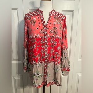 Figueroa & Flower Floral Patchwork Tunic Size Medium